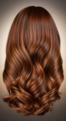 Fototapeta premium Elegant auburn locks cascade in shimmering waves offering a sophisticated style statement