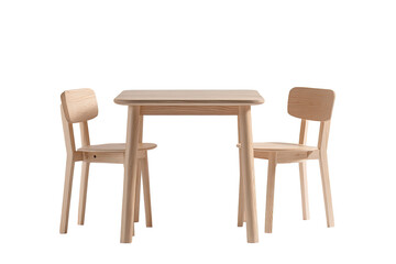 Light-colored wooden table and two chairs (2)