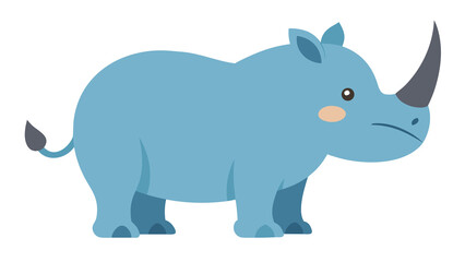 Cute blue rhinoceros drawn in a children's illustration style