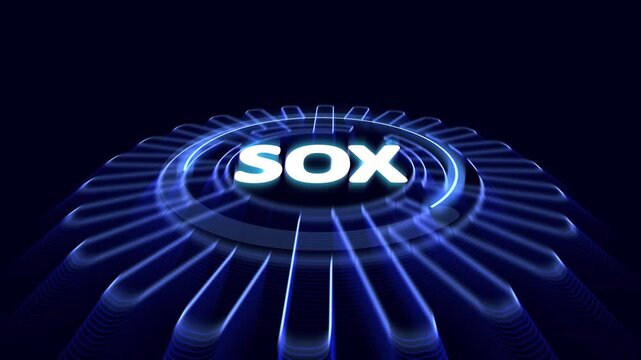 SOX acronym,Sarbanes Oxley Act concept, U.S. federal law enacted in 2002 for corporate accounting control. SOX letter on digital hud inter face.