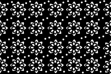 Black and white floral seamless pattern