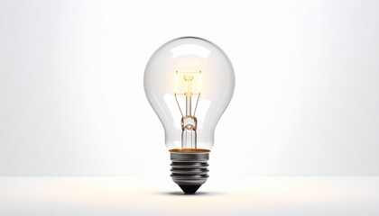 Single frosted light bulb upright on white surface—soft shadows and metallic base evoke clarity, potential, and quiet innovation in minimalist everyday illumination composition.