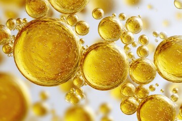 Golden bubbles, abstract macro