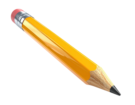 A sharpened yellow writing implement with a pink eraser. Against a black background