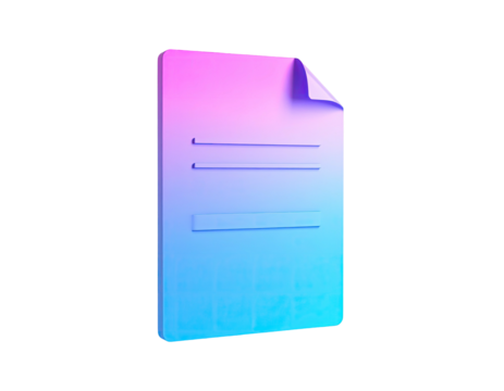 A 3D render of a document with a folded corner, lit with a gradient
