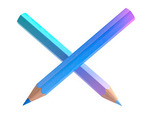 Two colorful pencils, crossed at the center, on a black background