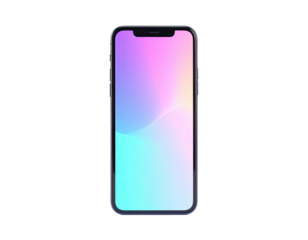 Modern smartphone with colorful gradient display against a black background