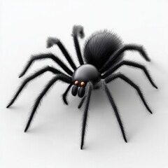 Creepy black spider with long hairy legs isolated on white background for halloween decor and insect enthusiasts