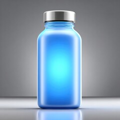 Glowing blue bottle with luminous energy drink isolated for halloween display or decoration