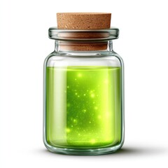 Enchanting bottle with glowing green magical elixir for fantasy potion concepts and mystical design