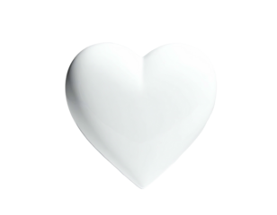 A pristine, glossy white heart shape against a stark, black background