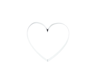 A white outline of a heart shape floats against a stark black backdrop