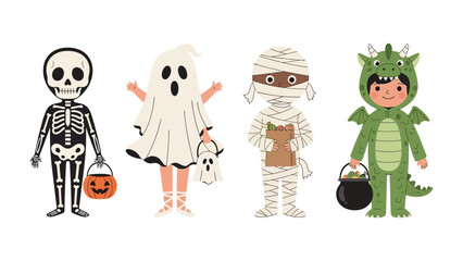 Halloween Fun: A charming collection of whimsical characters in delightful Halloween costumes, each with their unique charm. Perfect for adding a touch of seasonal playfulness to any project.