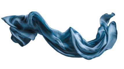 Dark blue fabric, flowing, abstract form