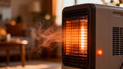 작동중인전기히터와따뜻한실내풍경