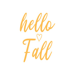 Hello fall. Vector handwritten lettering welcoming autumn. Isolated on a white background. Vector image