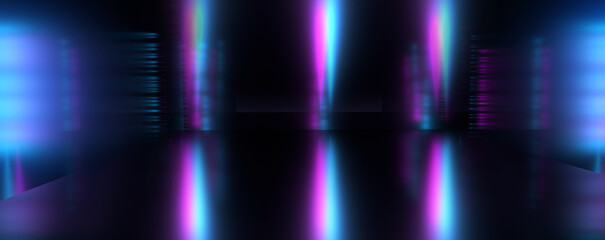 Dark abstract background with ultraviolet neon glow