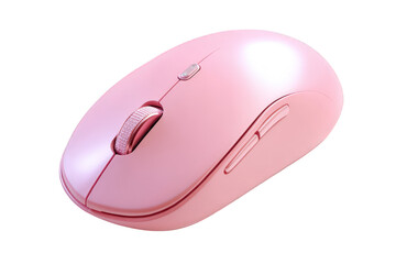 Wireless Pink Mouse with Scroll Wheel Isolated on Transparent Background for Technology and Computer Accessories Glossy Smooth Surface Ergonomic Design Modern Aesthetic in Electronic Commerce