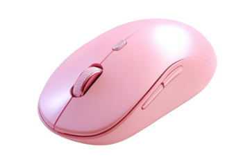 Wireless Pink Mouse with Scroll Wheel Isolated on Transparent Background for Technology and Computer Accessories Glossy Smooth Surface Ergonomic Design Modern Aesthetic in Electronic Commerce