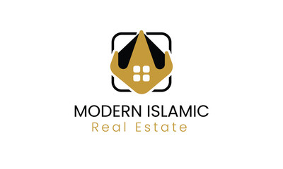 Arabic Real Estate Logo Modern Geometric Architecture. A professional Arabic real estate logo with modern Islamic design elements