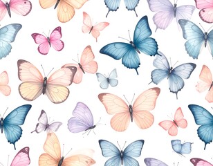 Obraz premium Pastel butterfly seamless pattern