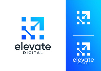 Fototapeta premium simple arrow digital logo. launch grow connection technology vector design concept