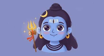 Shiva and Khrisna Cartoon Simple, made by Ai