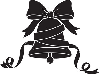 Christmas bell with ribbon bow vector illustration design