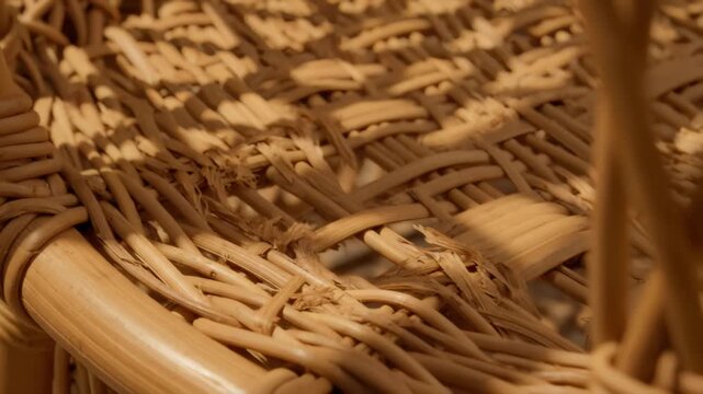 Intricate Woven Rattan Pattern with Sunlight and Shadow Detail