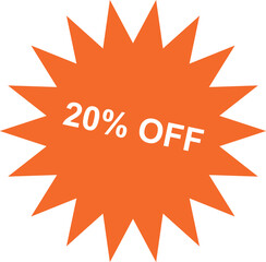 Vibrant Orange Burst with 20 Percent Off Promotion for Eye Catching Marketing Campaigns and Retail Promotions
