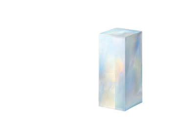 Iridescent Acrylic Glass Block With Light Refraction Effects on Transparent Background Decorative Prism Geometric Element and Abstract Aesthetic Decoration in Vaporwave Style