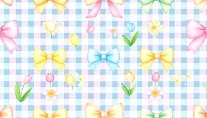 Pastel floral and bow pattern