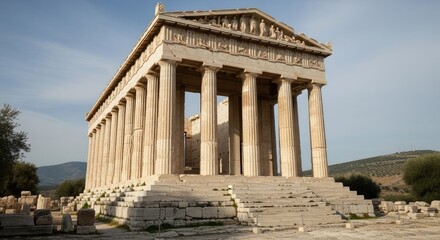 Obraz premium Temple of Hephaestus Ancient Greek Architecture in Athens.