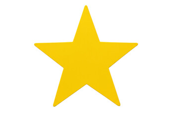 Bright yellow star PNG isolated on transparent background, classic five-point star shape for graphic design and decoration