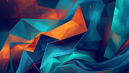 Obraz premium Modern colorful glowing geometric graphic illustration background, Abstract Geometric Polygonal Pattern Design.