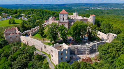 Obraz premium Tenczyn Castle, Poland, aerial drone view