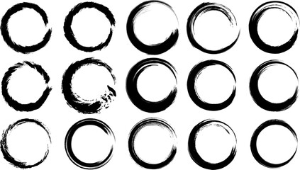 Circle design elements from ink brush strokes