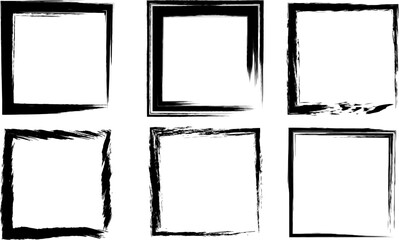 Square design elements from ink brush strokes