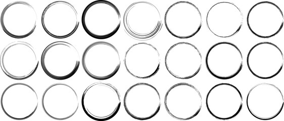Circle design elements from ink brush strokes