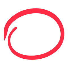 Red circle marker drawing isolated on transparent background for emphasis and marking