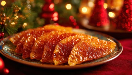 Delicious Honey Glazed Pastries on a Festive Christmas Table Setting.