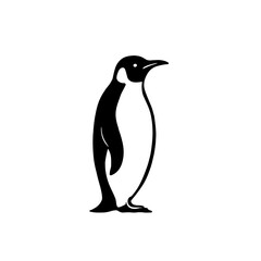 Emperor Penguin. Emperor Penguin simple black and white line art vector logo
