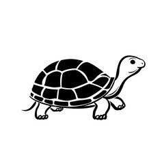 Box Turtle. Box Turtle simple black and white line art vector logo