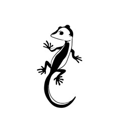 Naklejka premium Gecko. Gecko simple black and white line art vector logo