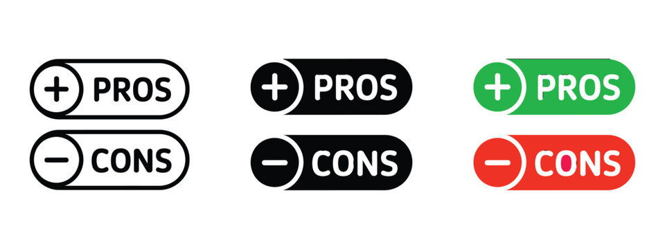 Pros and cons icon vector. weighing advantages and disadvantages with balance and clarity symbol. vector illustration.