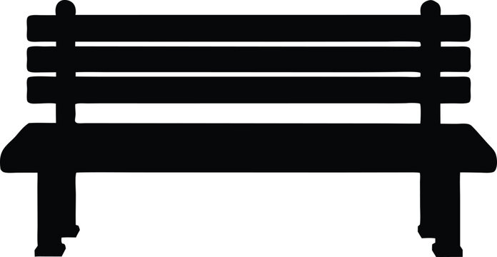 rustic bench silhouette vector, park seating illustration
