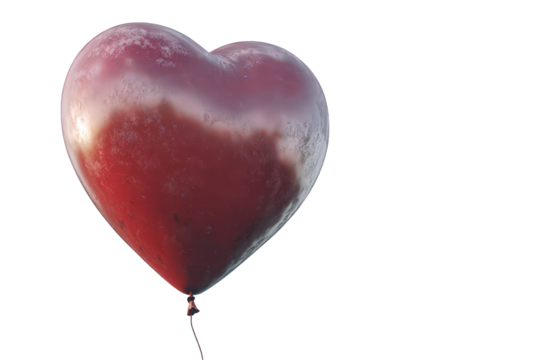 Red Heart Balloon with Glitter on Transparent Background Symbolizing Love and Affection for Valentine's Day Celebration