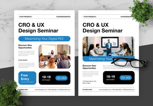 Blue Black Conversion Rate Optimization Lab Flyer 