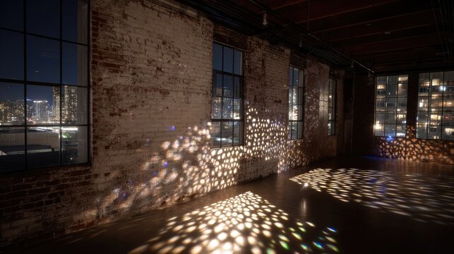 Urban Interior Night View With Reflections