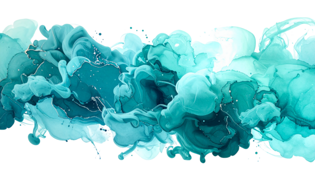 Teal swirling abstract smoke/ink art